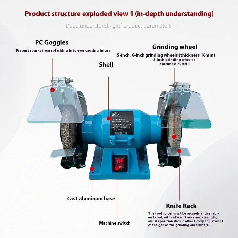 5-inch desktop metal grinding machine for knife sharpening with US plug
