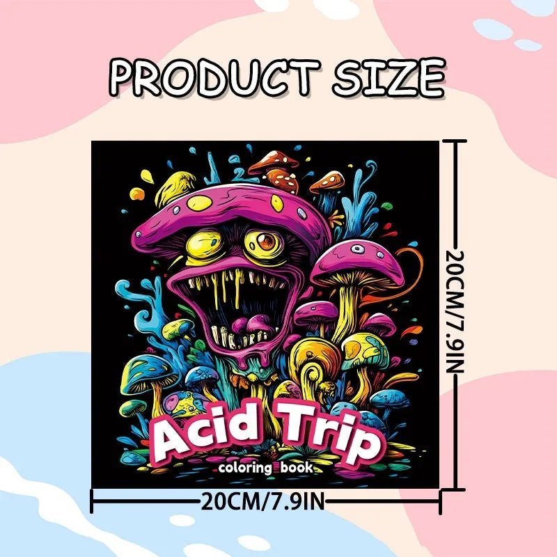 Acid tour colour painting book measuring 200mm length for creative artistic activities