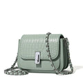 Soft PU women's shoulder bag with chain strap and horizontal square design in black colour