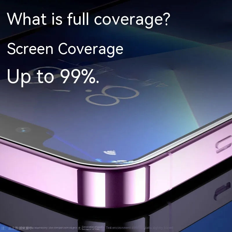 Tempered glass screen protector for iPhone showing HD and privacy colour variants.
