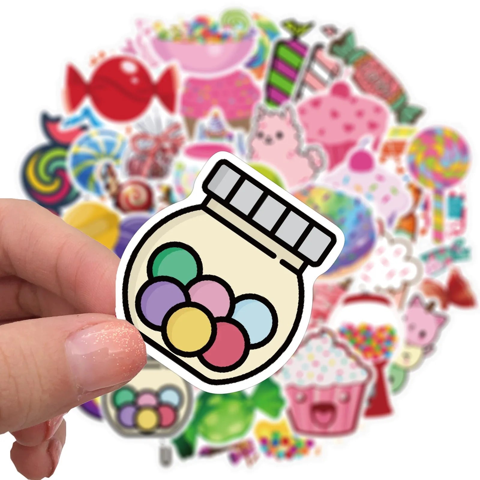 Candy series colourful graffiti and cartoon stickers pack of 50 sheets for DIY decoration