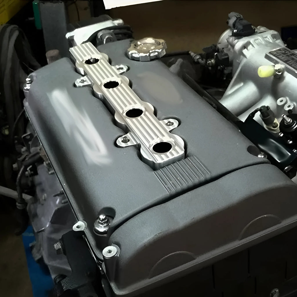 Aluminium alloy engine harness bracket for motorcycle engine housing in blue, red, and silver colour options