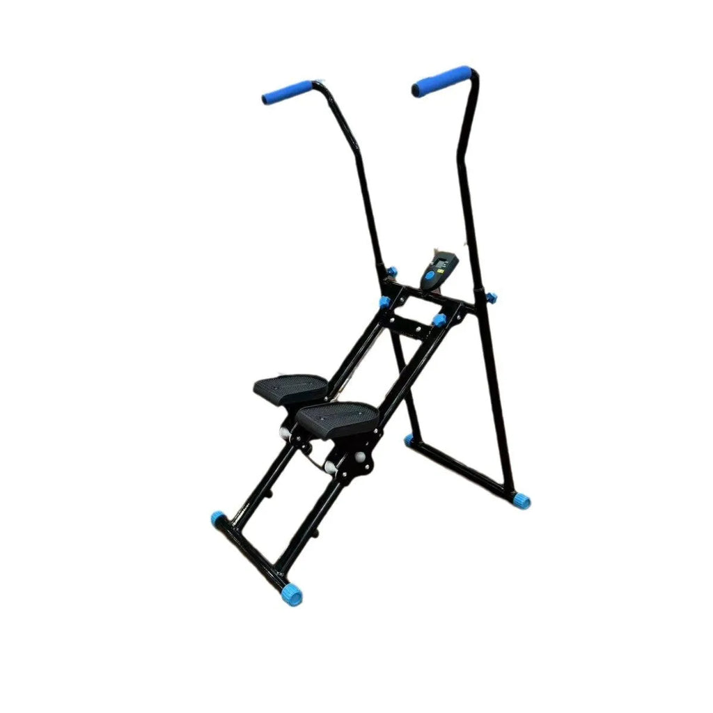 White foldable multi-function treadmill with integrated climbing machine for home fitness