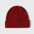 Wool knitted dome crown women's hat in six colour options showing totem patterning detail
