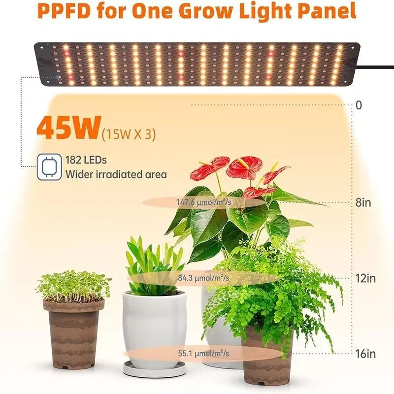 LED full spectrum plant growth lamp with dimming and timing, warm pink light, aluminium shell, 546 LED beads, 40W