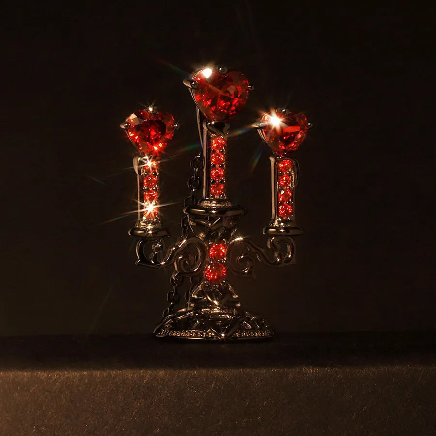 Zinc alloy necklace with hollow candlestick pendant on a cross chain, in retro candlestick colour