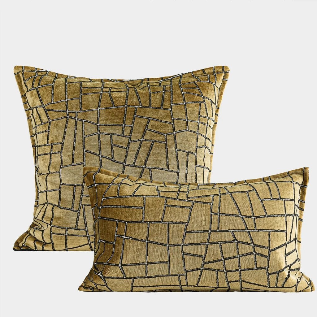 Tuhao gold geometric abstract pattern decorative cushion in square and rectangular sizes