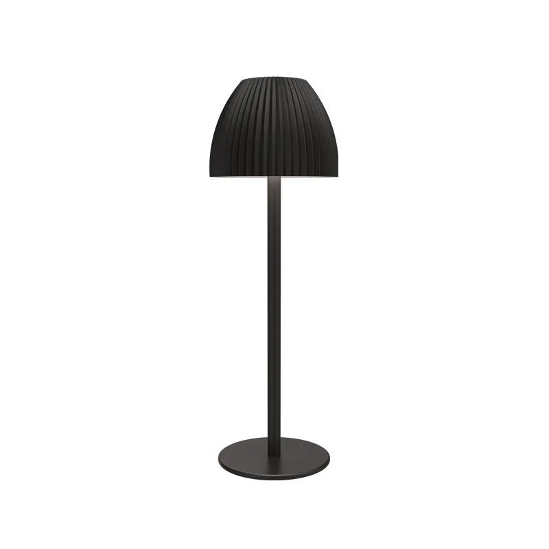 Modern dimmable USB rechargeable night lamp with thin round base in black or white colour.