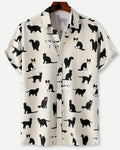 Man wearing a vibrant Hawaiian floral print short sleeve cardigan-style shirt