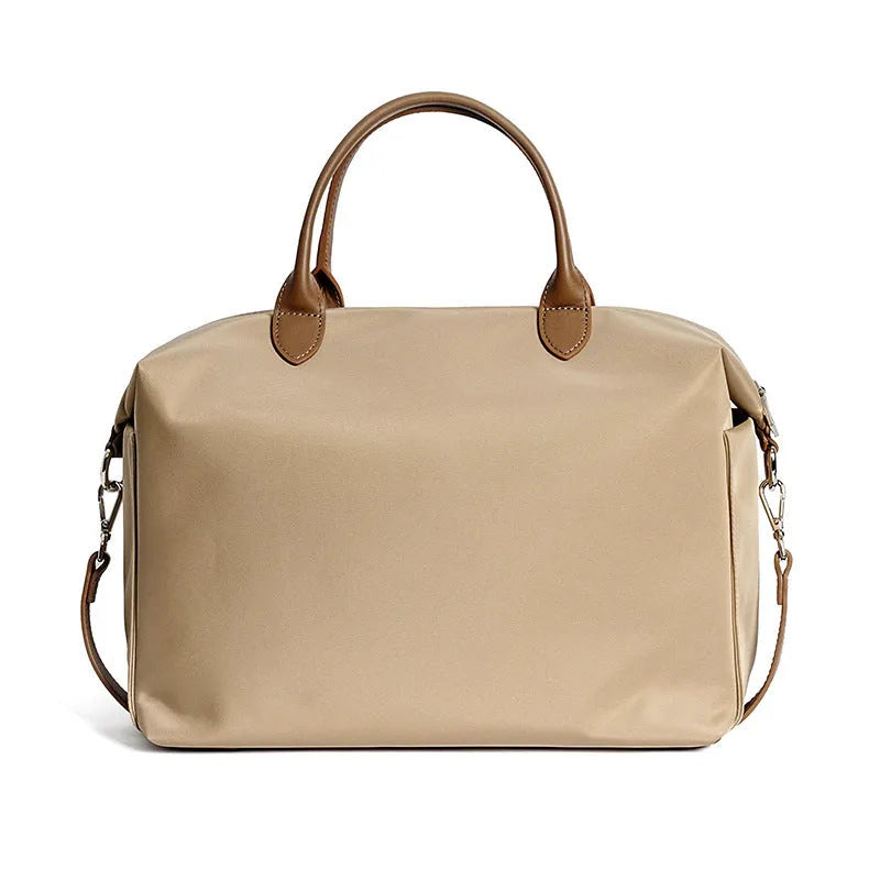 Nylon waterproof cloth shoulder bag in black or light khaki with 35cm length and polyester lining