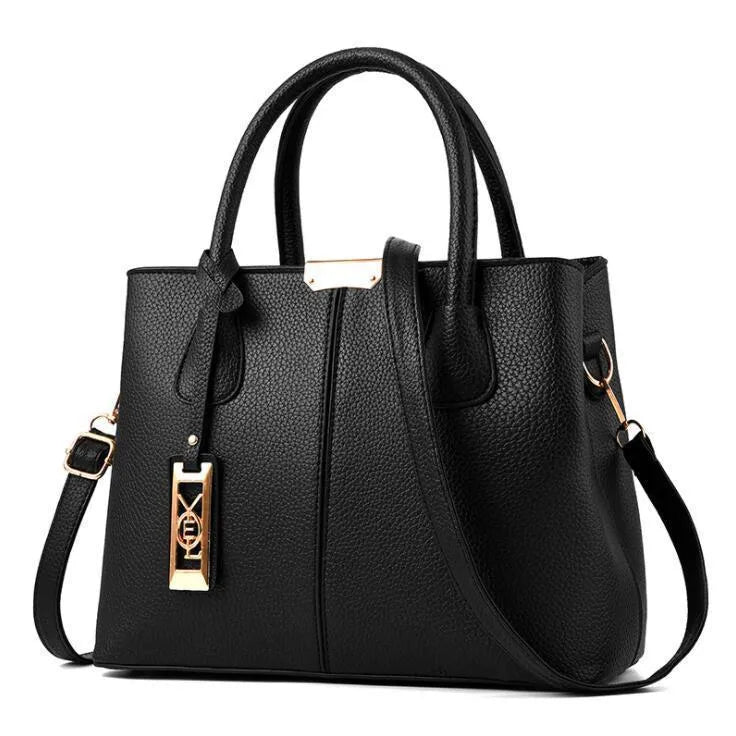 Women's soft PU leather large capacity shoulder bag in horizontal square shape with adjustable strap