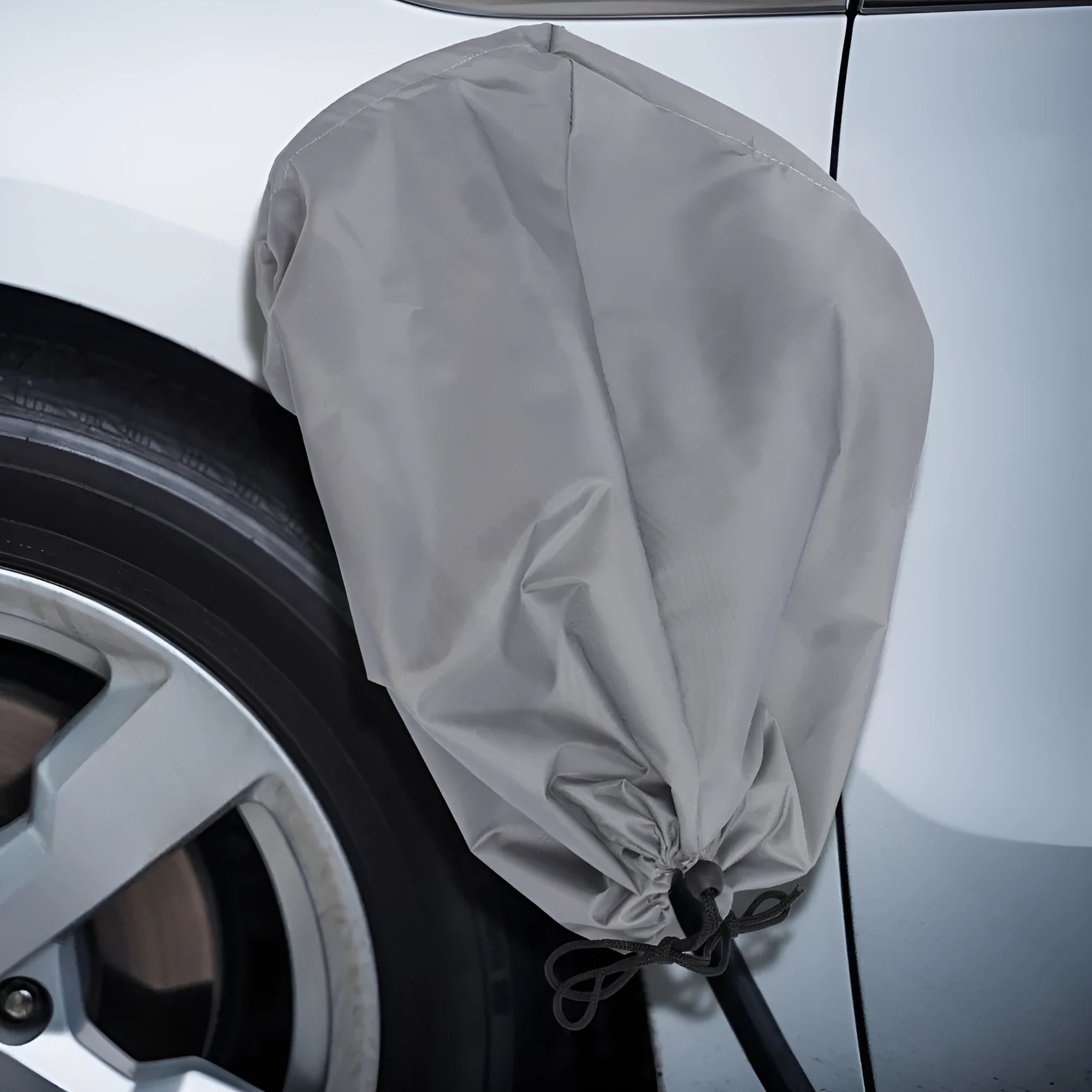 New energy vehicle charging waterproof cover with drawstring closure in grey colour