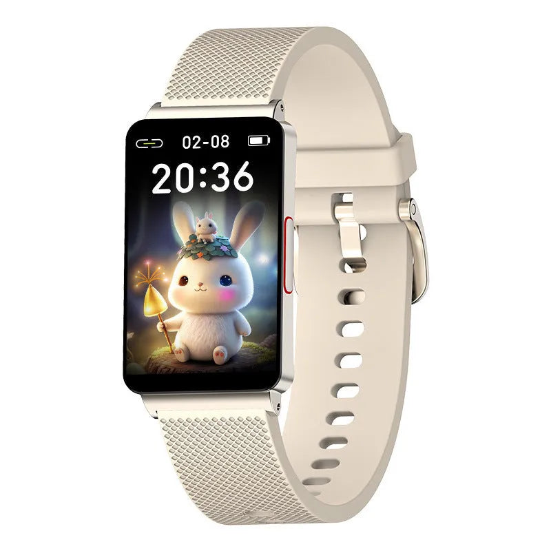 EP08 blood glucose smart bracelet with TPU strap on wrist showing touchscreen display