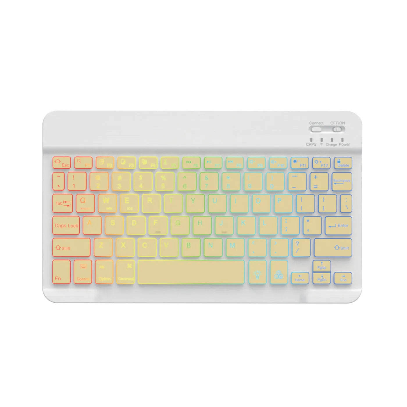 10-inch backlit Bluetooth keyboard for tablets with colourful RGB lighting in seven colour options