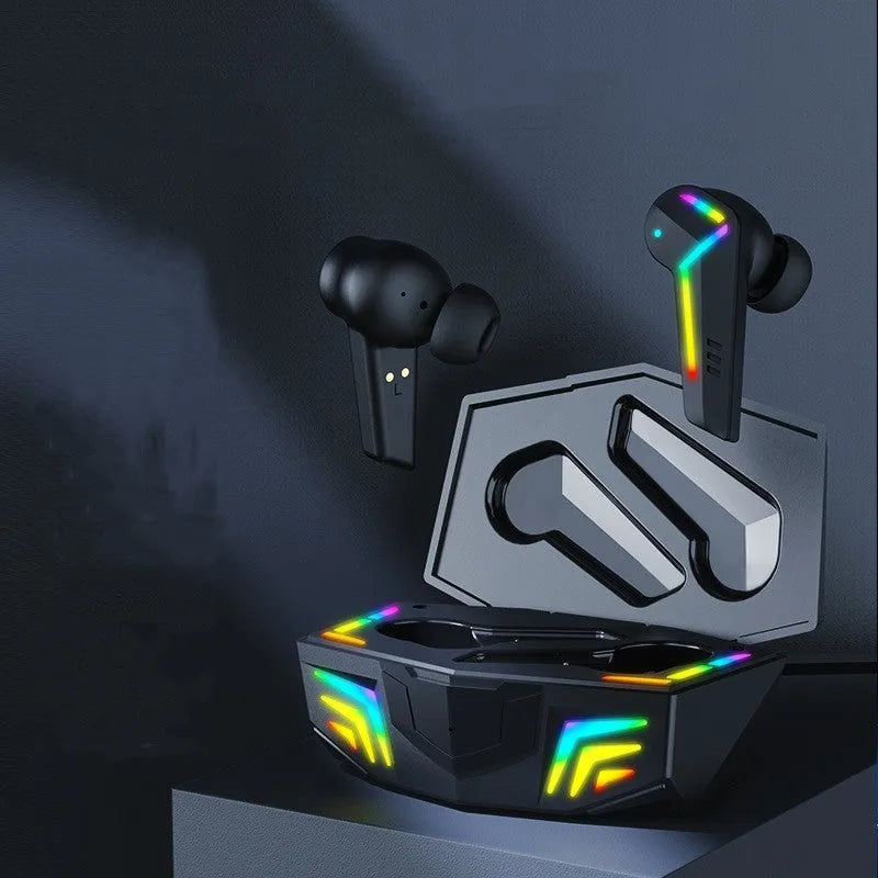 Black TWS Bluetooth sports headset with in-ear earplug design.