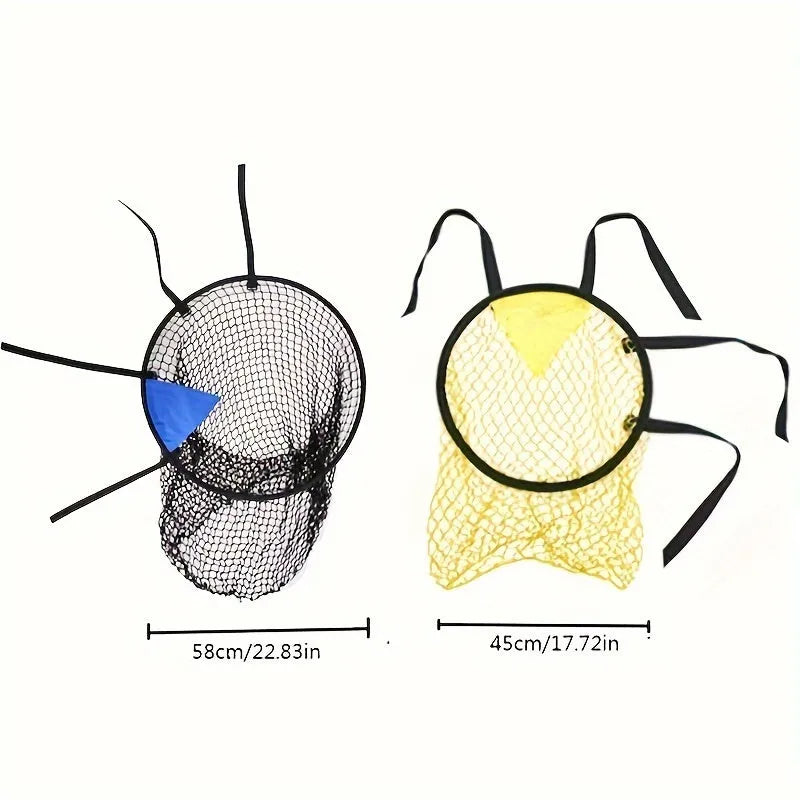 Portable soccer training goal net with adjustable tension system on foldable steel frame