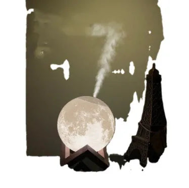 Lunar-shaped humidifier night light with spherical design and LED illumination