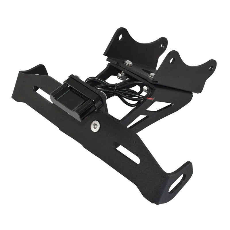 Black aluminium rear licence plate bracket for a Honda motorcycle.