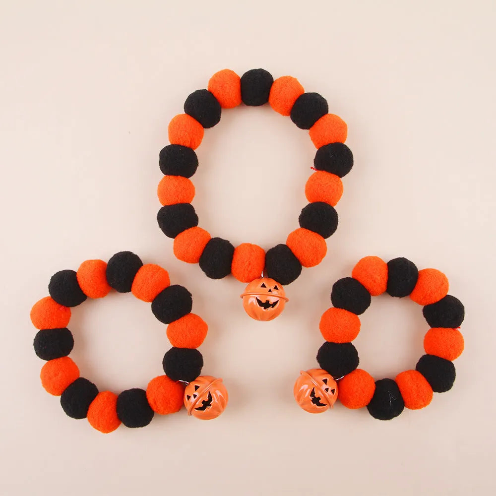 Funny orange pumpkin design pet collar for cats and dogs on Halloween