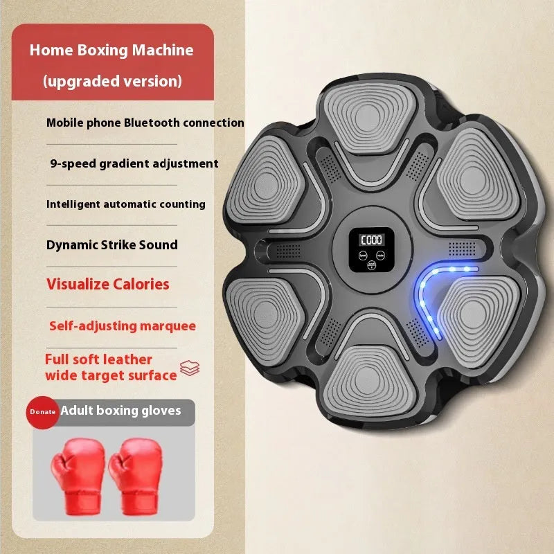 Wall-mounted electronic boxing target with black and white smart focus gloves for adults and children.