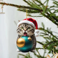 Acrylic cartoon kitty car hanging ornament in festive style for Christmas vehicle interior decoration