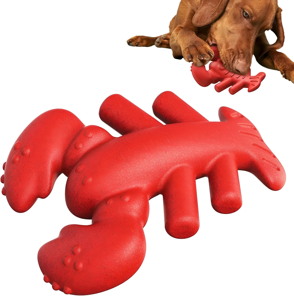 Red hard material dog chew toy for aggressive chewers measuring 170mm long