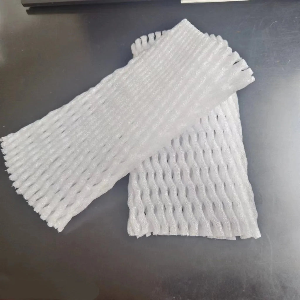 White foam fruit net cover shockproof protective case shown in multiple sizes for delicate fruit transport