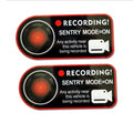 Tesla sentry mode electrostatic warning sticker pair measuring 11x5cm for Model 3 Y S X vehicles