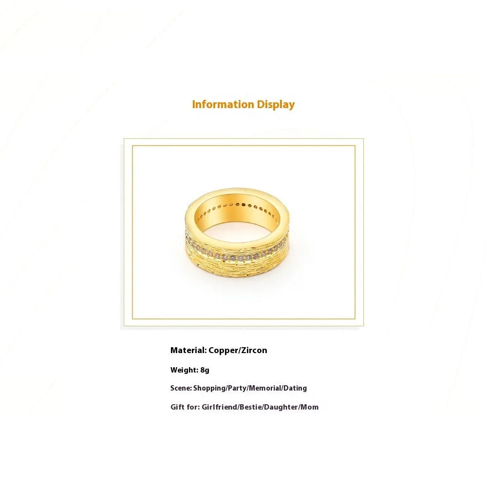 Gold electroplated geometric copper zircon ring for women in sizes 6, 7, 8