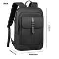 Black lightweight Oxford cloth backpack with sewing line detail for daily commute and urban use