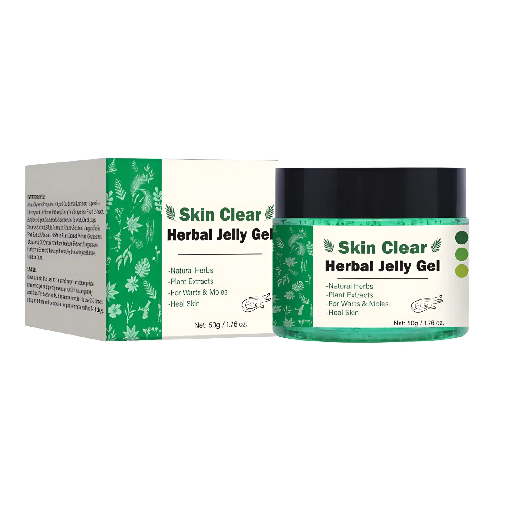 50g clear herbal gel container with transparent texture for skincare application
