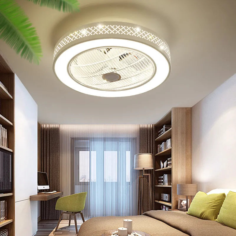 Pastoral style 55cm LED invisible fan chandelier with metal blades for ceiling installation
