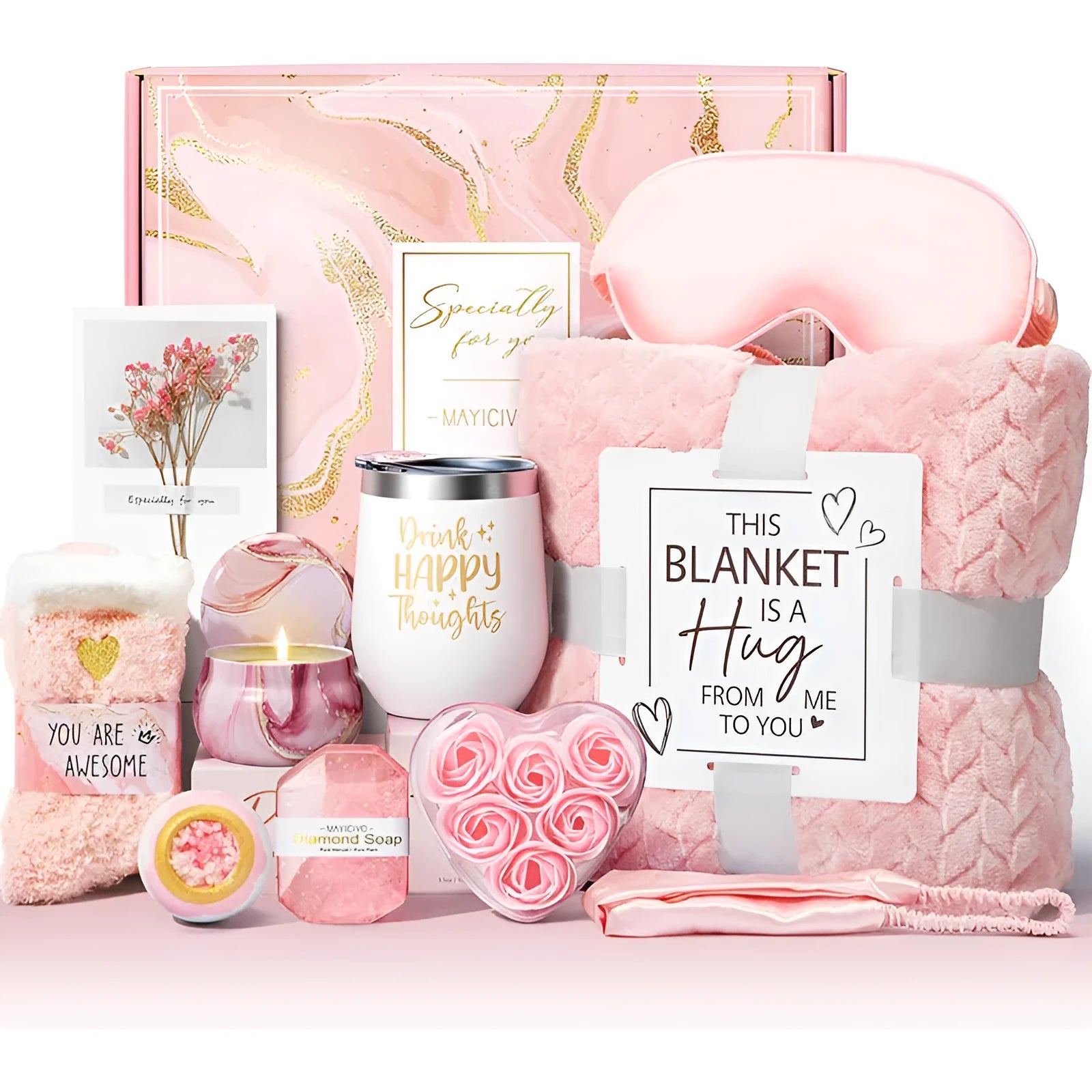 Aromatherapy candle and soap bath gift set in modern simplicity style plastic packaging