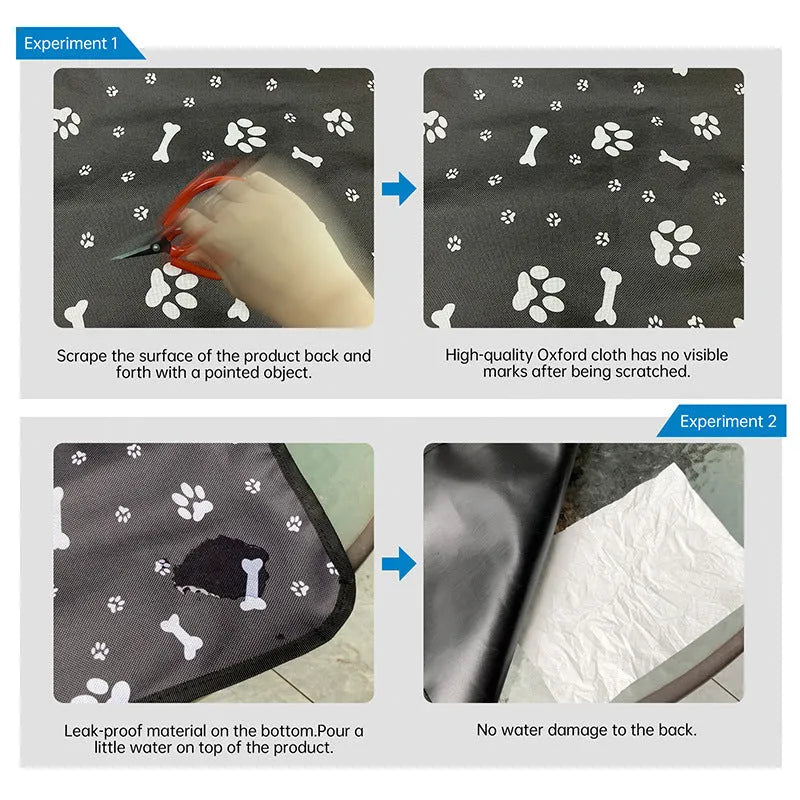 Waterproof cloth car pet mat for rear seats with dog footprint pattern