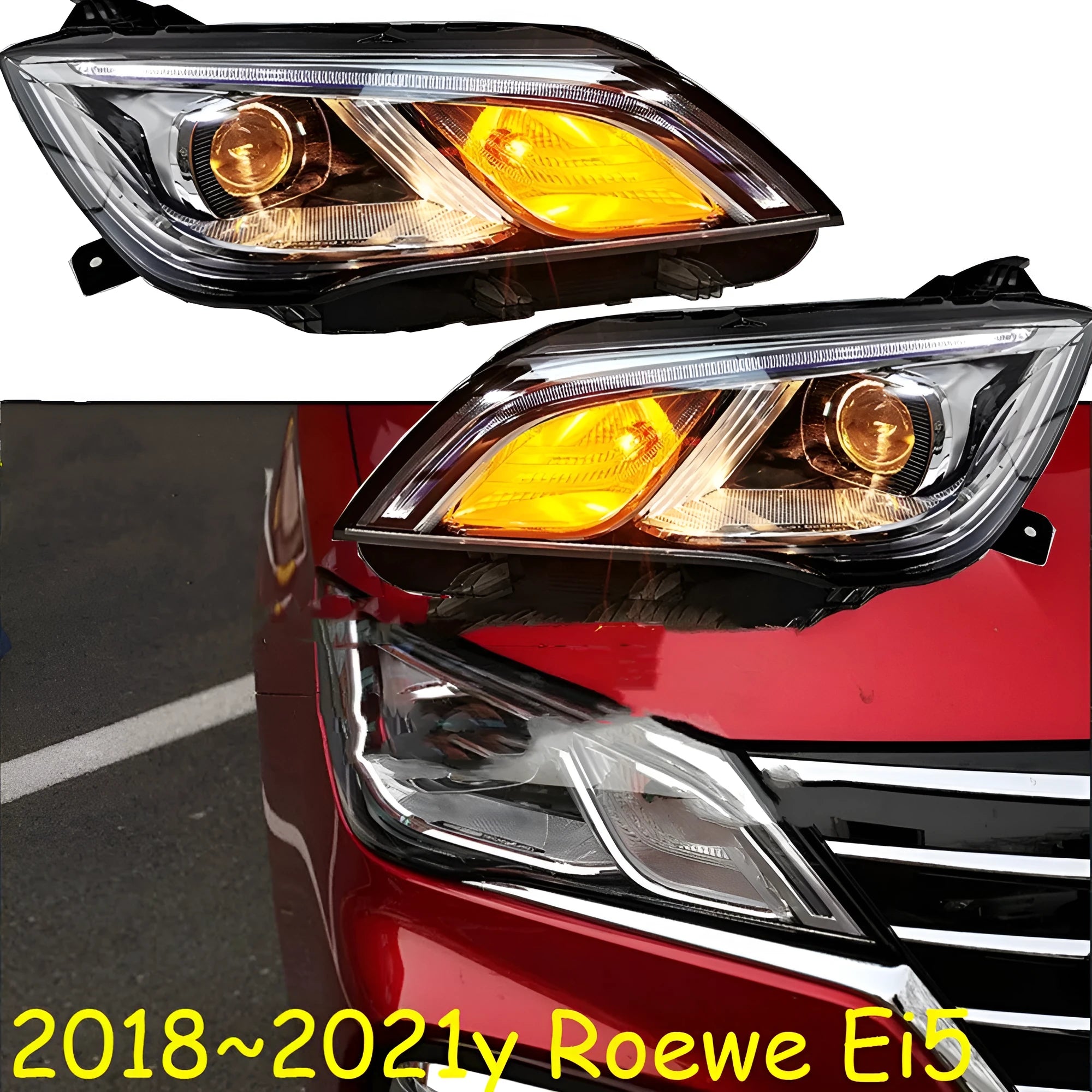Left and right side car headlight pair for 2018-2021 vehicles with 9-line LED design