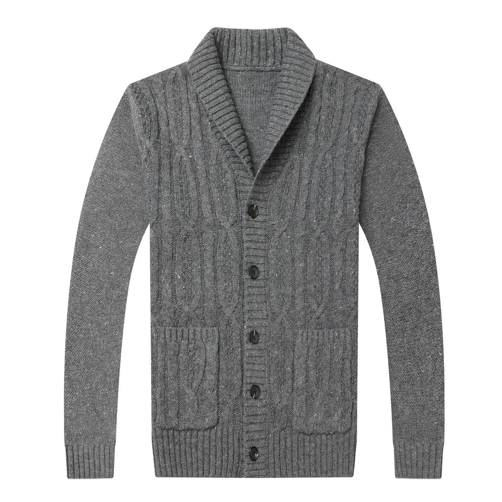 Men's straight-cut jacquard patterned knitted cardigan jacket in autumn winter style
