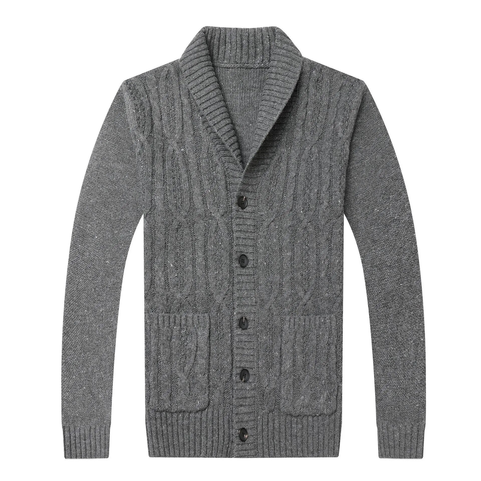 Men's straight-cut jacquard patterned knitted cardigan jacket in autumn winter style