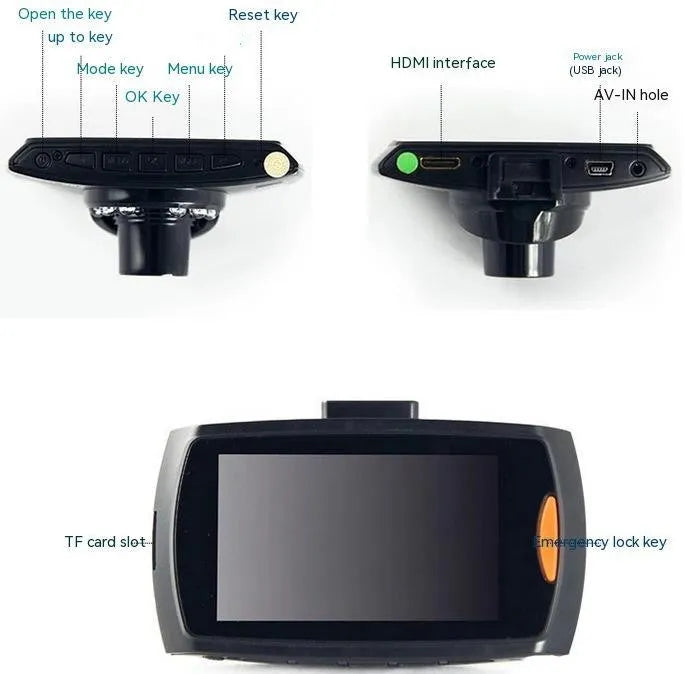 G30 hidden design car DVR dual camera system with front and rear recording on vehicle dashboard