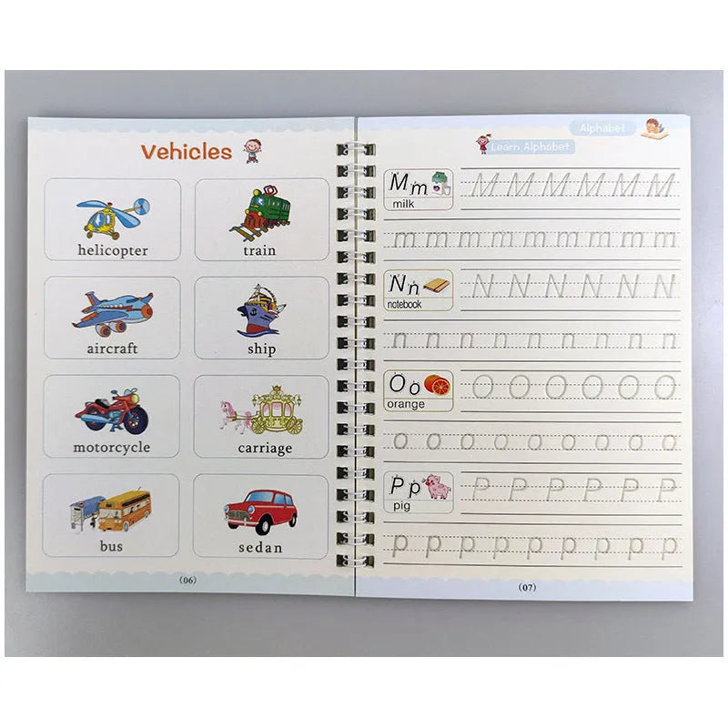 Magic Stylus Clean copybook set showing four handwriting practice books with pen