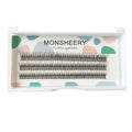 Black V-shaped fishtail false eyelashes on a white background showing graduated length design.