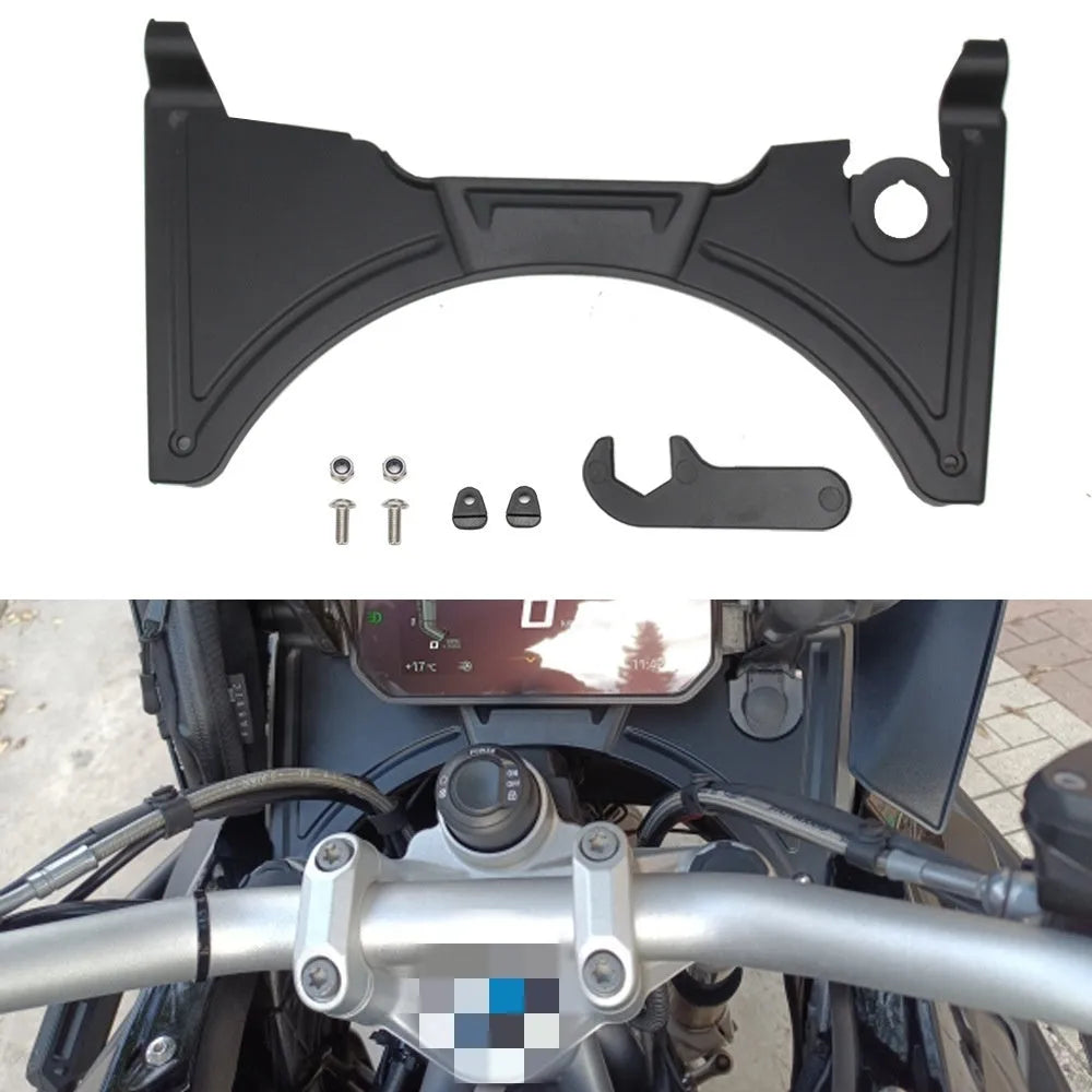 Black motorcycle cockpit fairing for BMW R1250GS and compatible GS models, model MO-CH003