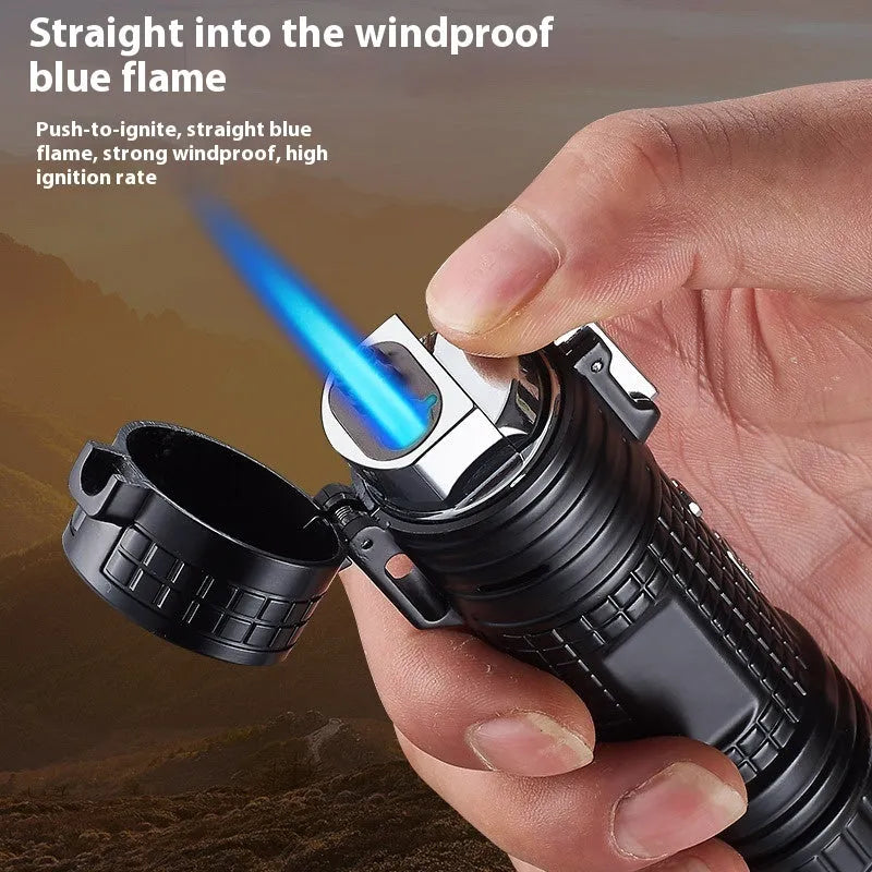 TH727 waterproof metal multifunction lighter and flashlight in camouflage colour.