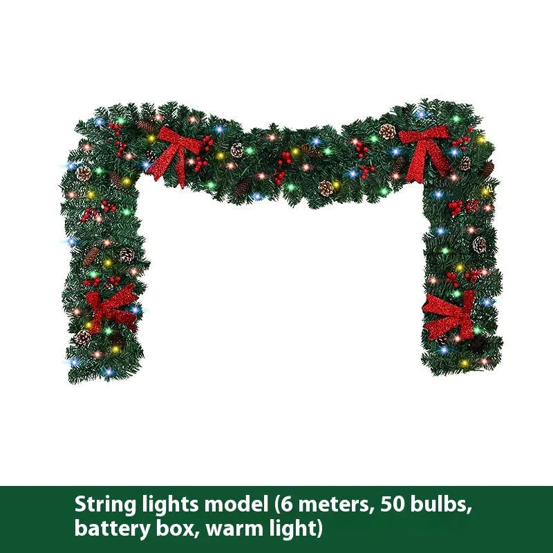 PVC Christmas rattan decorative cane with pine cone bow arrangement in European style design