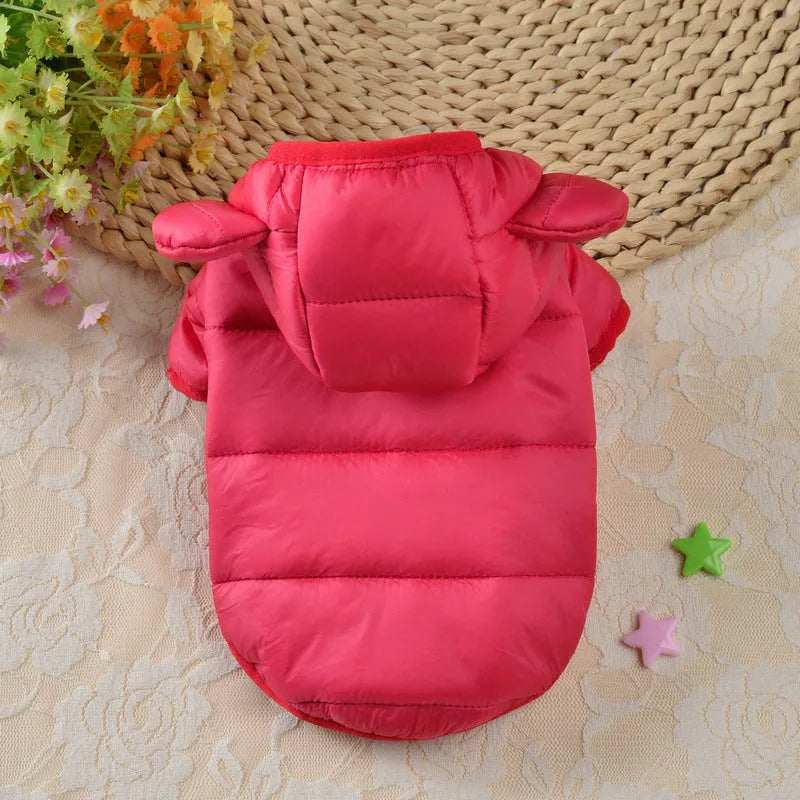 Small dog bread down cotton jacket in red, pink, camouflage and other colours, sizes XS to XXL