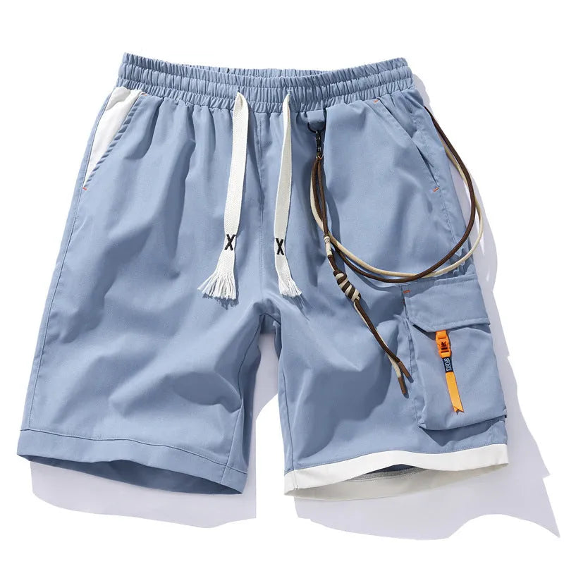 Men's plus size bamboo fibre sports shorts in loose straight-leg fit, shown in coffee colour.