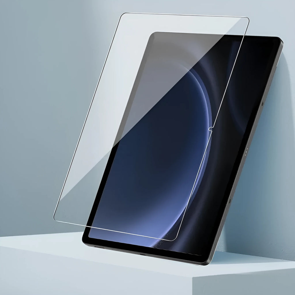 Samsung Galaxy Tab tempered glass screen protector showing straight edge and 2.5D arc edge options.