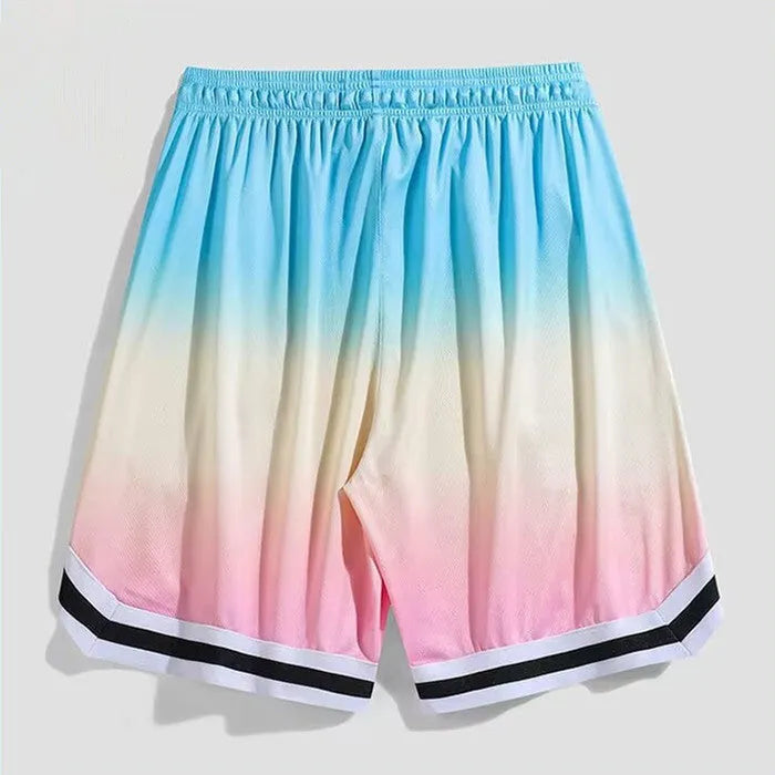 Men's gradient pattern cropped trousers in loose casual style for workouts