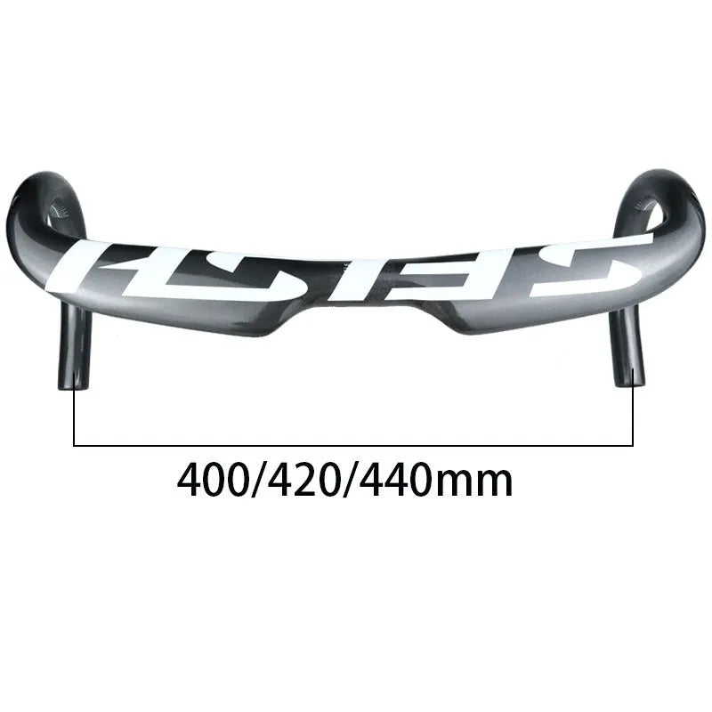 Carbon fibre road bicycle handlebar showing 31.8mm clamp, in black light finish with 80mm reach and 130mm drop dimensions.