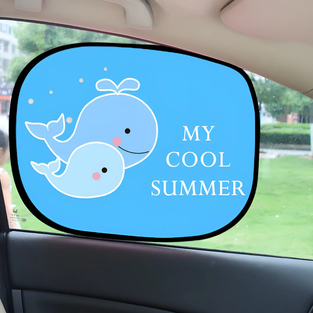 Electrostatic adsorption car side window sunshade with animal-themed designs