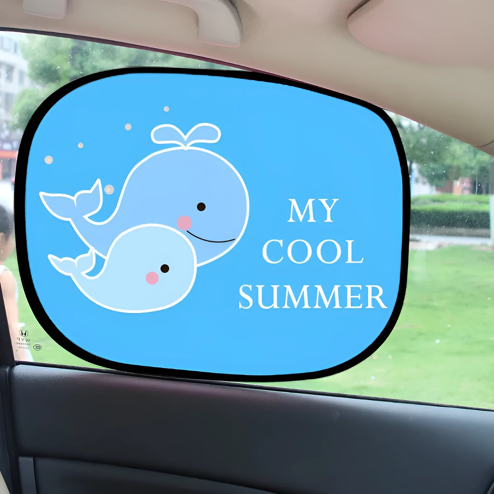Electrostatic adsorption car side window sunshade with animal-themed designs
